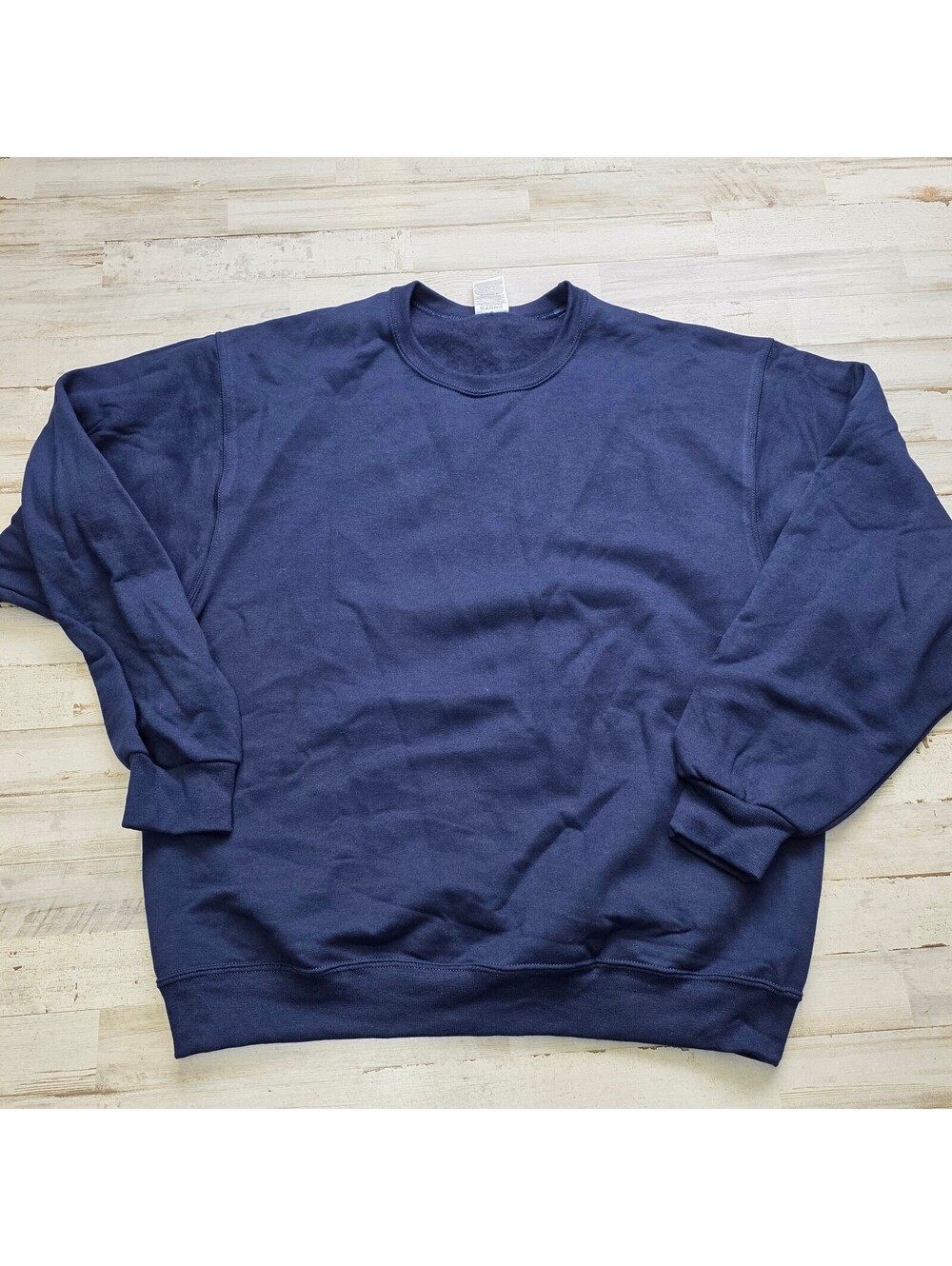VTG Jerzees NuBlend Sweatshirt L Navy Blue Blank Crewneck Deadstock 50/50 Blend